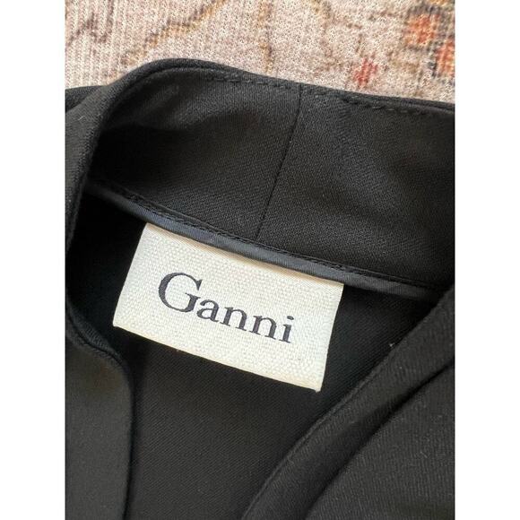 Ganni Pleated Midi Dress Womens Size XS Black Office - Picture 2 of 10